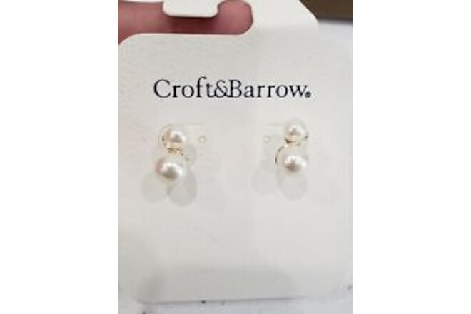 CROFT & BARROW Bridal PEARL DROP EARRINGS NEW
