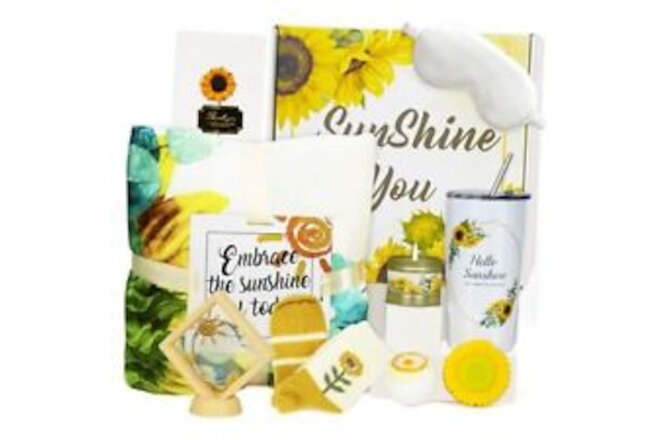 Sunflower Gift Box, Sending Sunshine Gifts for Women, Get Well Soon Gift Yellow