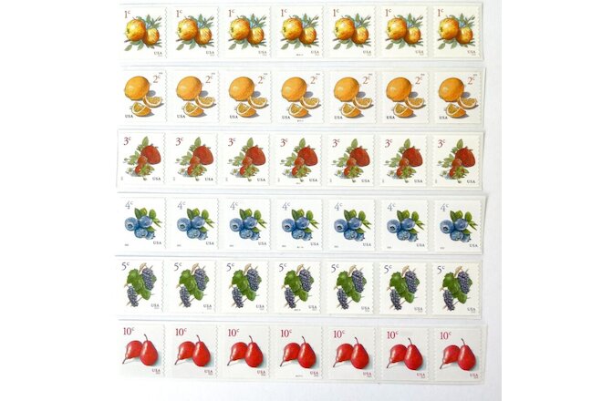 US Fruit Stamps PNC7 # Coil Set - Apple Lemon Strawberry Blueberry Grape Pear