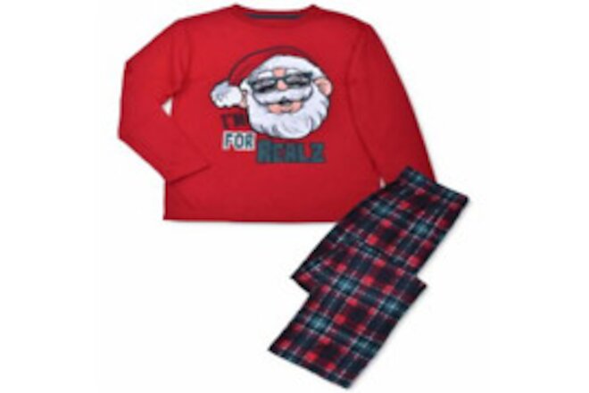 Max & Olivia Little & Big Boy's 2 Pc Santa Top & Plaid Pants Pajamas Set Red