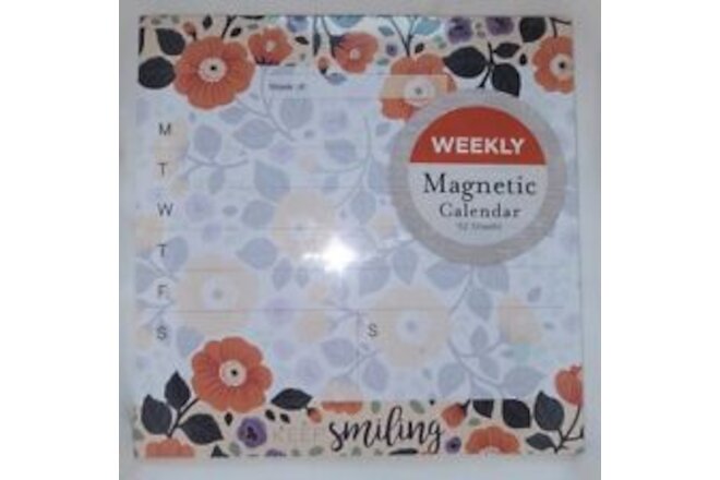 Weekly Magnetic Paper Calendar - FLORAL "KEEP SMILING" 52 Sheets-SEALED AS SHOWN