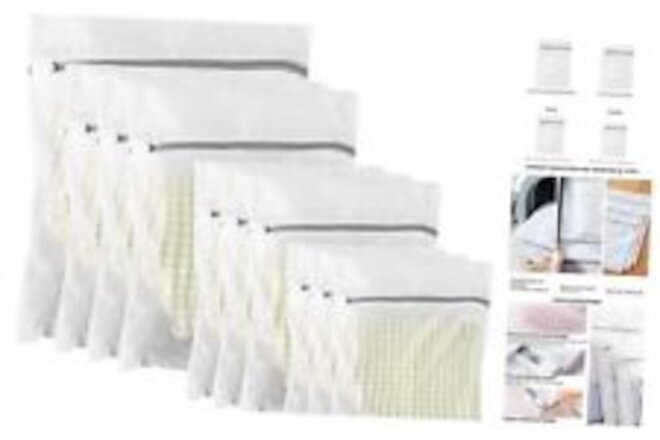 10 Pack Mesh Laundry Bags for Delicates with Non 10 Pack(Family Size1) White