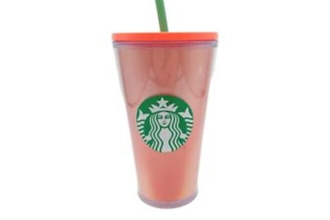 Starbucks Acrylic Tumbler Cold Cup Lid & Straw - 16oz Pink Holo Holographic NWT