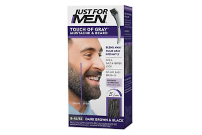 Touch of Gray Mustache & Beard, Beard Coloring for Gray Hair with Brush Included