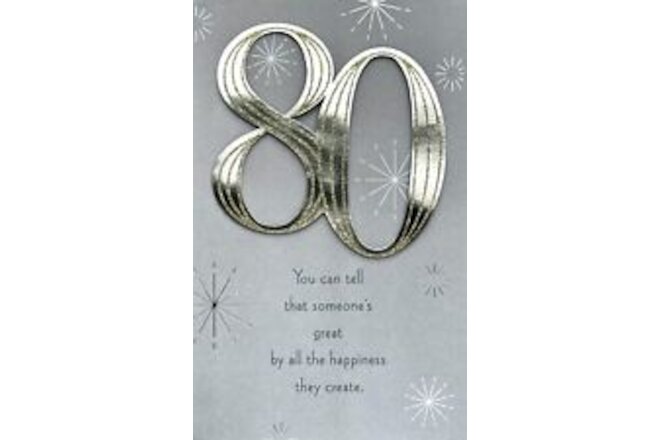 Silver HAPPY 80TH BIRTHDAY 3D Card FOR EIGHTY YEAR OLD by American Greetings + ✉