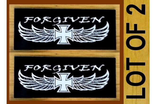 2 MALTESE CROSS WITH WINGS FORGIVEN Religious Christian Biker Helmet Sticker LOT