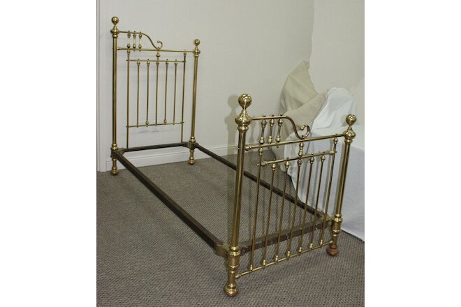 EXTREMELY RARE ANTIQUE PR OF VICTORIAN BRASS TWIN 3/4 BEDS THAT MAKE INTO A KING
