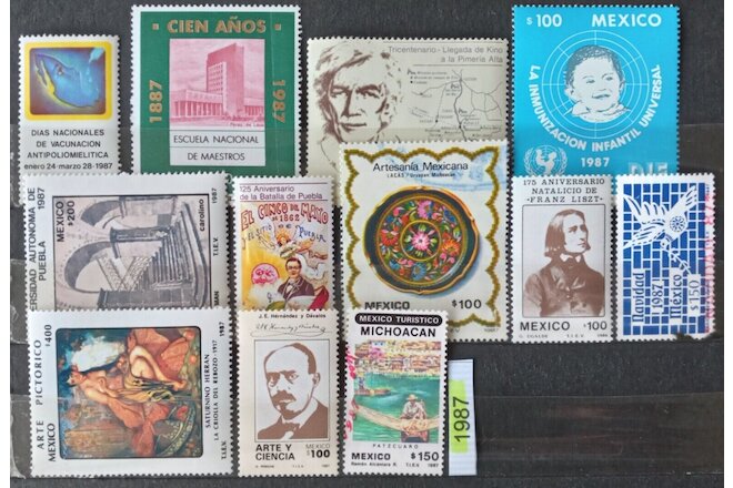 Mexico 1987 12 Stamp lot all different used as seen, combine shipping
