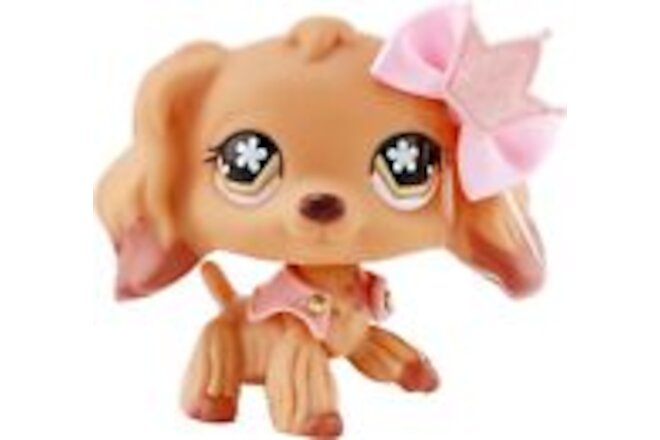 Pet Shop LPS Cocker Spaniel 575,Yellow Body Brown Flower Eyes with 2 Accessories