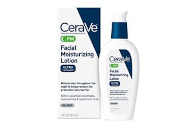 CeraVe PM Facial 3 Ounce (Pack of 1), Multiplied with Derma Roller