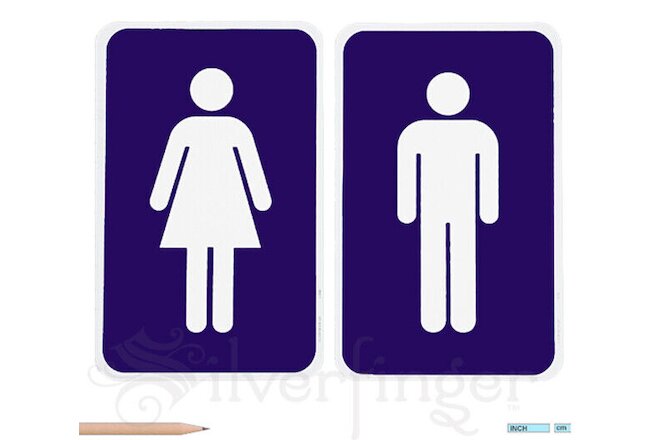 RESTROOM SIGNS Set Male Female Bathroom 2 Mens Womens Toilet Washrooms Door Sign