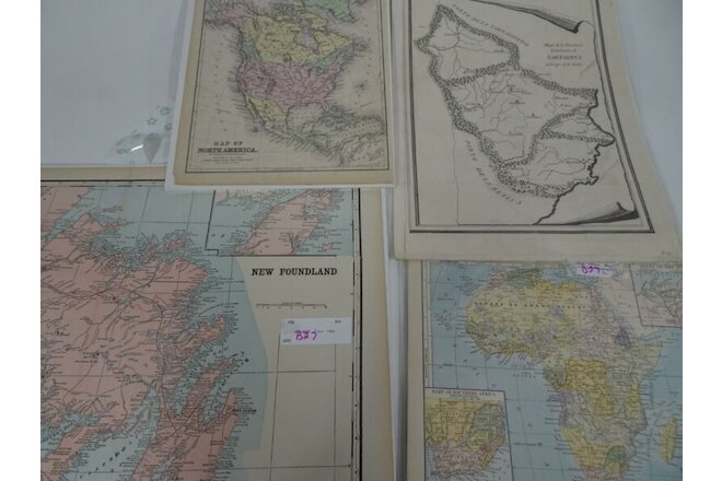 Lot 4 antique maps North America Africa New Foundland Italy Cartagena B27