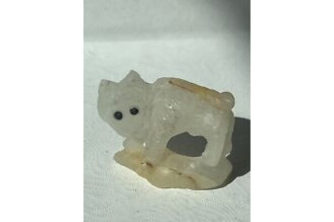 Zuni Fetish White Lynx Marble Wilfred Cheama 4798