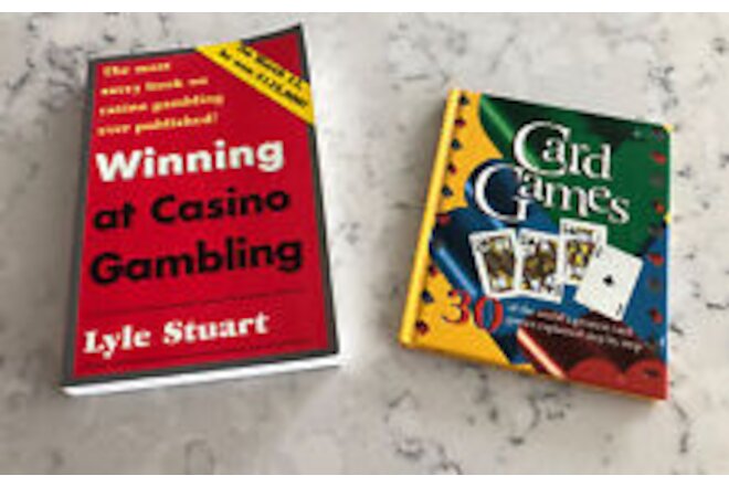 Two Gaming Books Winning at Casino Gambling by Lyle Stuart & 30 Card Games NOS