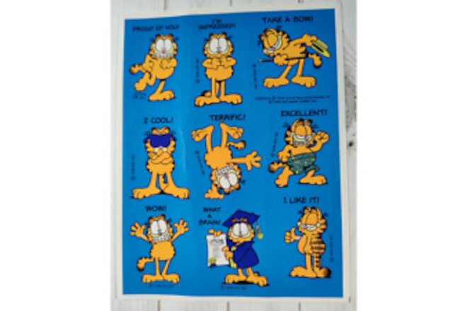 Vintage & Original Garfield Stickers United Feature Syndicate 1 Sheet of 9