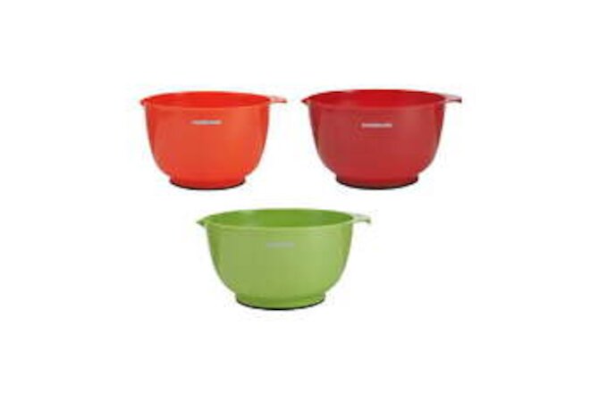 Classic Set of 3 Plastic Mixing Bowls in Assorted Colors