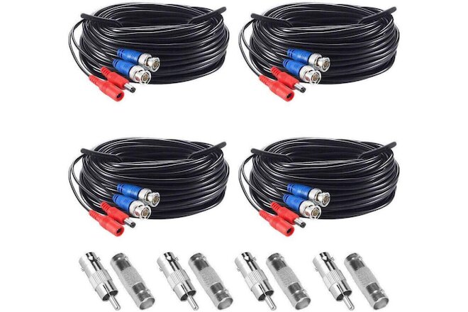 ZOSI 4 PCS 60FT 18M CCTV Security Camera Video Power BNC Cable Wires for DVR