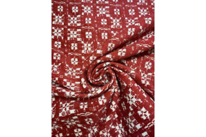 11.5 yd Thibaut Brimfield Cranberry Red White Chenille Outdoor Upholstery Fabric