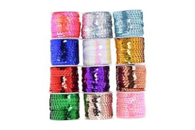 Mandala Craft 6Mm Flat Sequin Strip 12 Assorted Colors Sequins On A Roll - 12