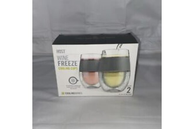 2 Host Wine Freeze Cooling Cup Double Wall Insulated Freezer Chilling Tumbler