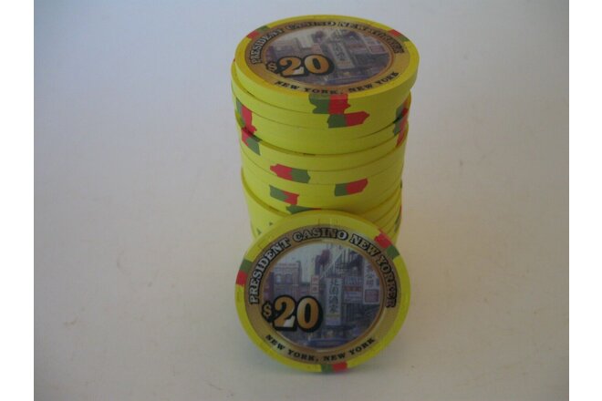 MINT $20 Paulson President New Yorker Casino Poker Chips 1 Barrel - 20 Pieces