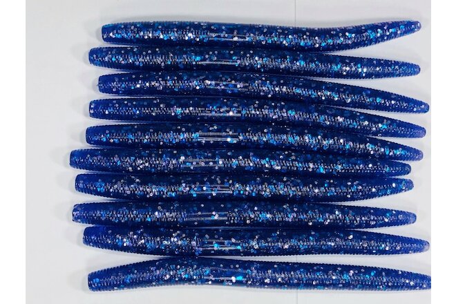 50ct 5” inch Blue silver soft plastic stick bait lure Senko Style Bass Fishing