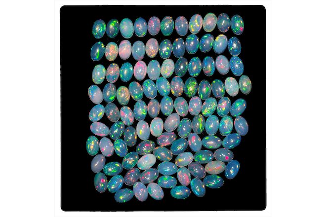 12 Pcs Natural Ethiopian Opal 6mm*4mm Oval Untreated Loose Cabochon Gemstones