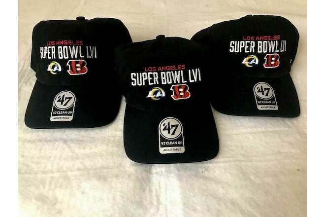 Pack of 3 NFL Super Bowl LVI Los Angeles '47 Clean Up Dueling Teams Hats Black