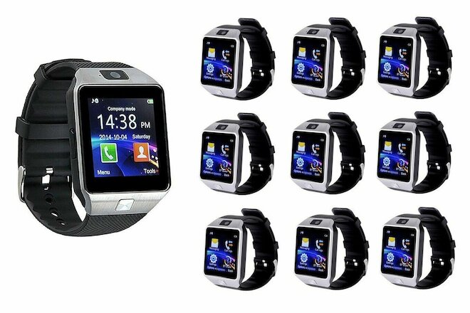 10PC DZ09 Bluetooth Smart Watch SMS For Android Samsung in Silver LOT