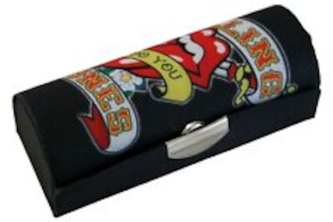 Rolling Stones Tattoo You Tongue Logo LIPSTICK CASE With Mirror And Snap Closure