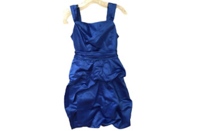 David's Bridal New Girl's Size 14 Royal Wide Strap Back Bow Party Holiday Dress