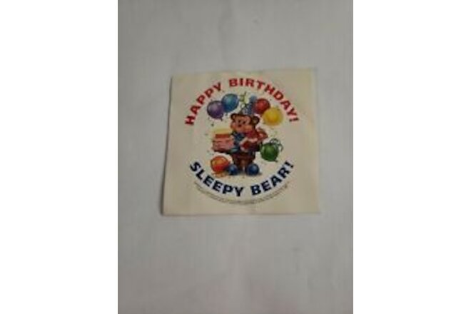 TRAVEL LODGE Sticker TRAVELODGE Happy Birthday SLEEPY BEAR 3" Rare Vintage