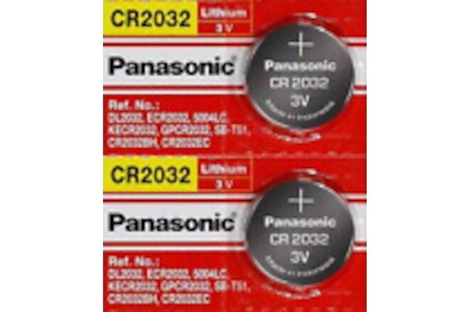 2 x SUPER FRESH Panasonic CR2032 CR-2032 Lithium Battery 3V Coin Cell Exp. 2030