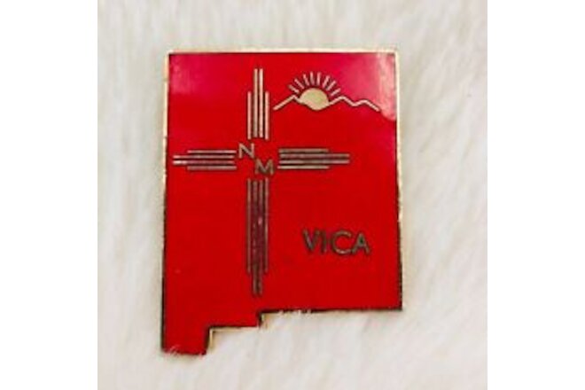 Vtg New Mexico VICA Vocational Club Skill Olympics Red Enamel Trading Pin