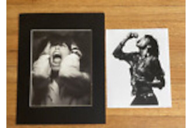 1980's Set Of 2 Pictures Of Aerosmith Steven Tyler Photos 1 W/ Cardboard Frame