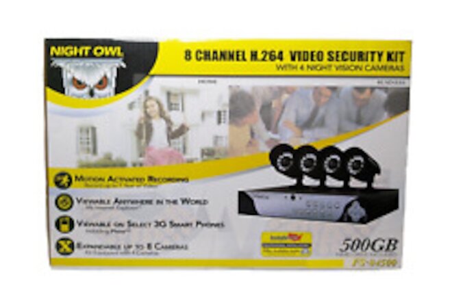Night Owl FS-84500 Eight Channel H264 Video Security Kit 4 Night Vision Cameras