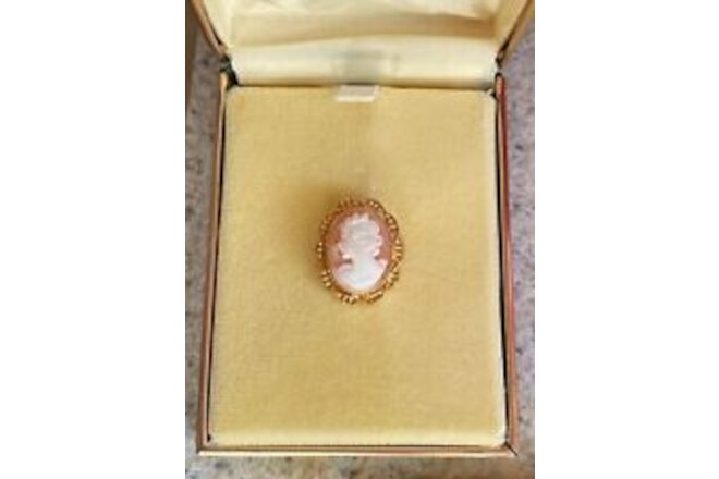 VINTAGE CATAMORE 1/20 12K GF CARVED SHELL CAMEO BROOCH PIN Gold Filled NEW!