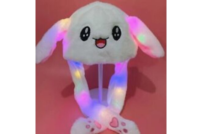 Light Up Bunny Hat With Ears That Move When You Squeeze The Paws - Easter Gift