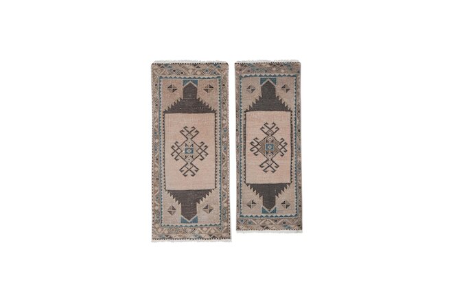 Vintage Turkish Oriental Matching Runner in Muted Colors - a Pair