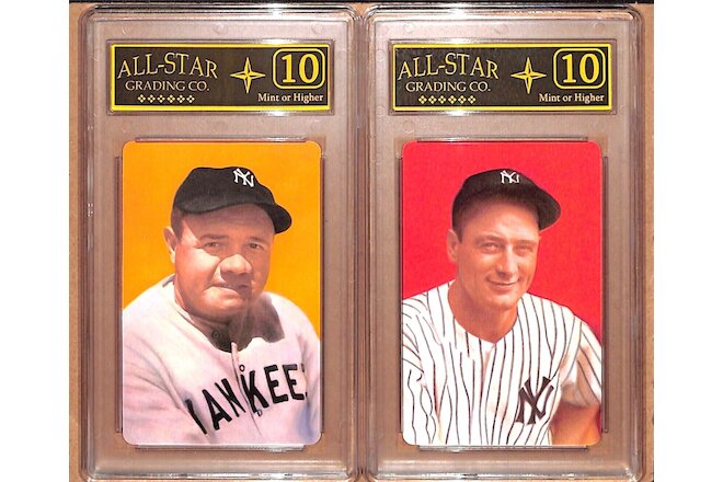 Vintage 1973 Smithsonian Babe Ruth & Lou Gehrig Playing Cards Graded ASG 10 #MG