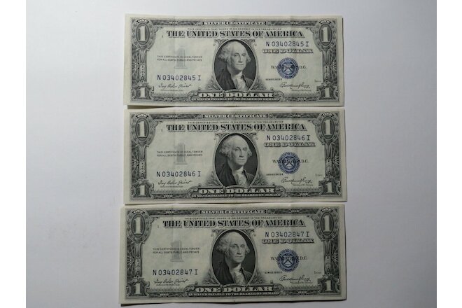 1935-E $1 Silver Certificates - Lot of 3 Sequential Serial