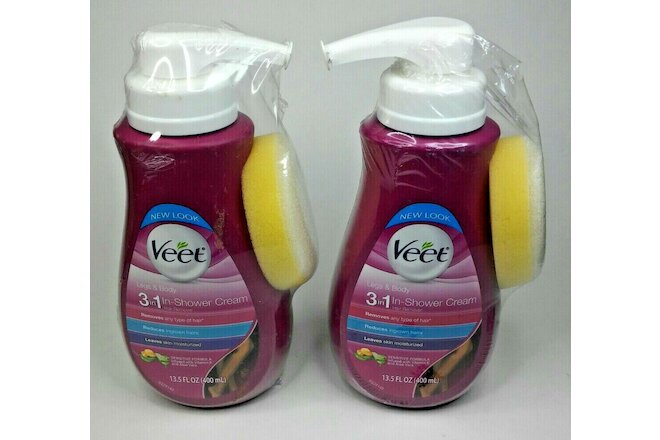 Veet 3in1 In Shower Cream Sensitive formula Hair Remover Lot of 2 bottles13.5 oz