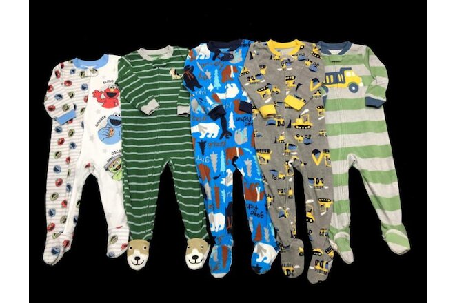 Boys 18 Months 2T Carter's Winter Fleece Elmo Zip Up Sleeper Pajama Clothes Lot