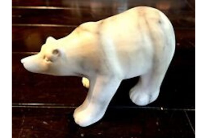 Marbleized Polar Bear Figurine Statue Ceramic