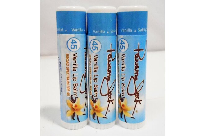Panama Jack Vanilla Lip Balm 3-Pack SPF45 Broad Spectrum Sunscreen Protection
