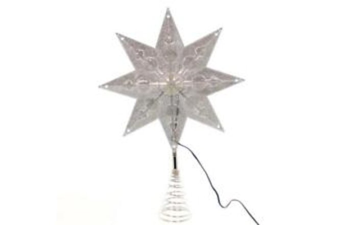 New Kurt S. Alder NOS Christmas SILVER STAR TREE TOPPER Plastic 8" wide Lights
