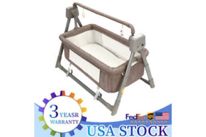 Electric Baby Crib Cradle Auto-Swing Infant Basket Sleeping Bed & Remote Control