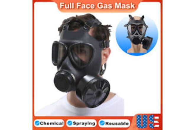 Chemical Full Face Gas Mask Soviet Military Army Respirator + 40mm Filter Box