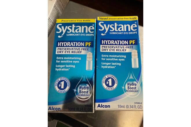 2 Systane HYDRATION PF Preservative-Free Eye Drops 10 mL, 3/2023 NEW IN BOX