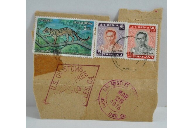 Vintage Lot of Three Thailand Cancelled Stamps See Photos for Description
